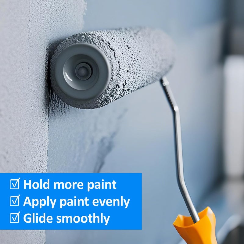 Greatandrew Great Andrew 3-Pack Paint Roller Covers 9 Inch, 3/8"" Nap Microfiber Paint Roller Kit for Painting Projects on Smooth Textured Semi Smooth Surfaces, Walls, Ceilings, Houses, etc - Image 5